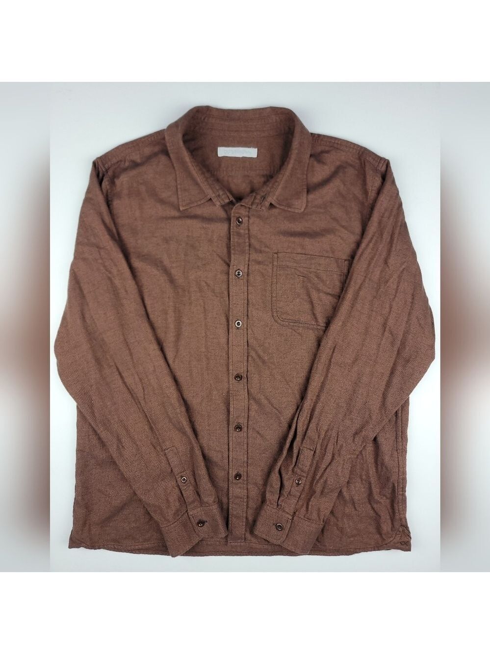 Outerknown Flannel Shirt Mens 2XL XXL Brown Button Up Long Sleeve Soft Organic